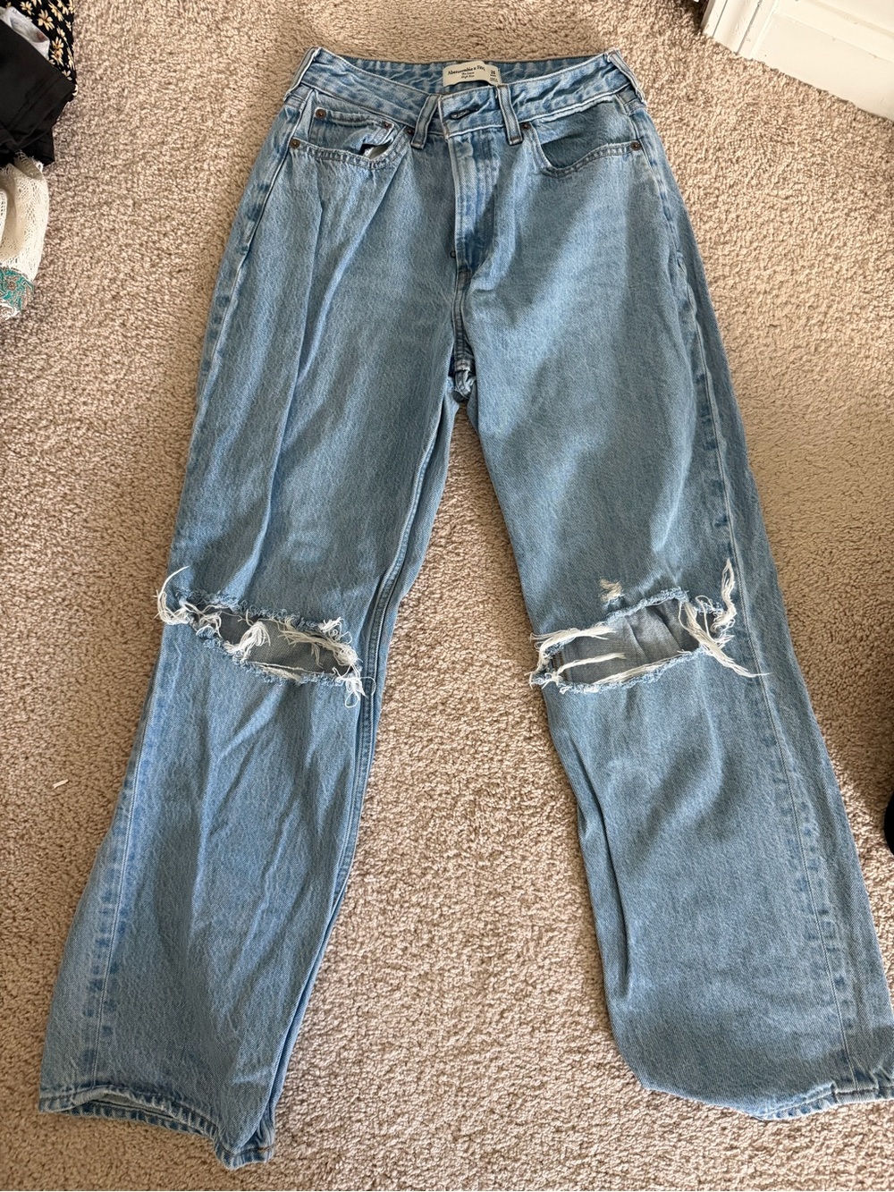 Abercrombie & Fitch Light Blue Ripped Boyfriend Jeans